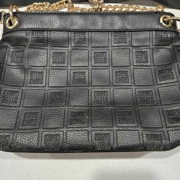 Steve Madden BCARRIE Crossbody Bag - Black Checkerboard Embossed Logo - Picture 5 of 12
